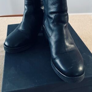 Theory Black Leather Heeled Boots